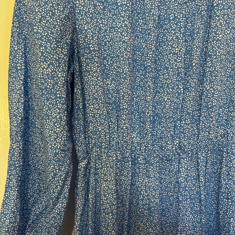 Blue Floral Farm House Maxi Long Sleeve Dress - Picture 2 of 6
